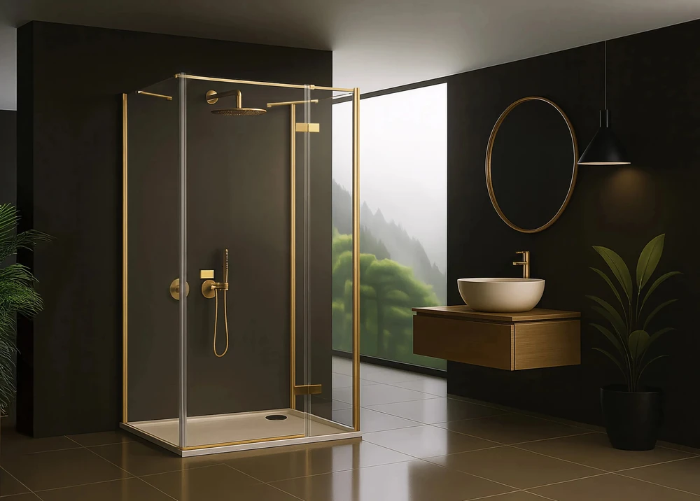 Dušo Kabina Rea Atlas 90x80 Gold dešinys