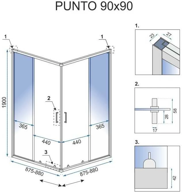 Dušo kabina Rea Punto 90x90