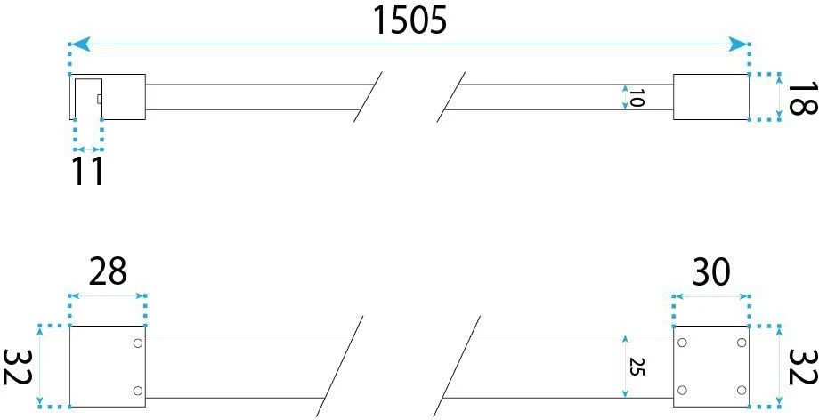 Dušo Sienelės Laikiklis 150 Cm Rea Chrome