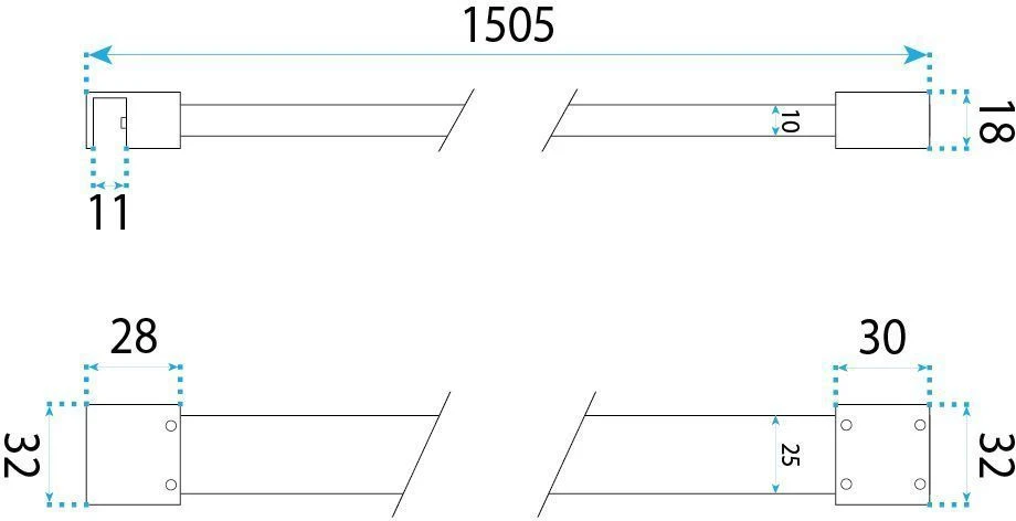 Dušo Sienelės Laikiklis 150 Cm Rea Juodas