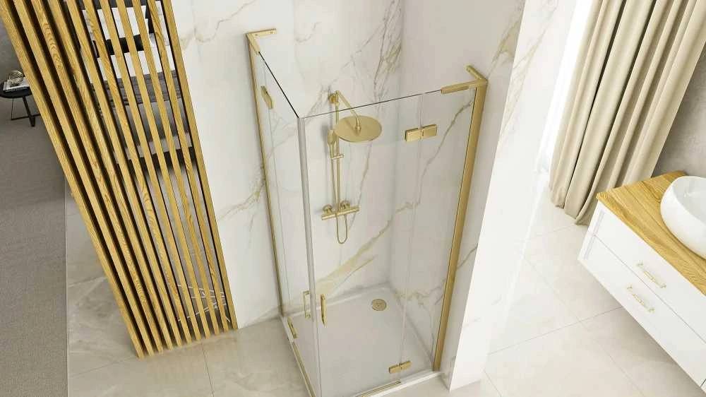 Dviguba dušo kabina REA Hugo 100x100 Brushed Gold