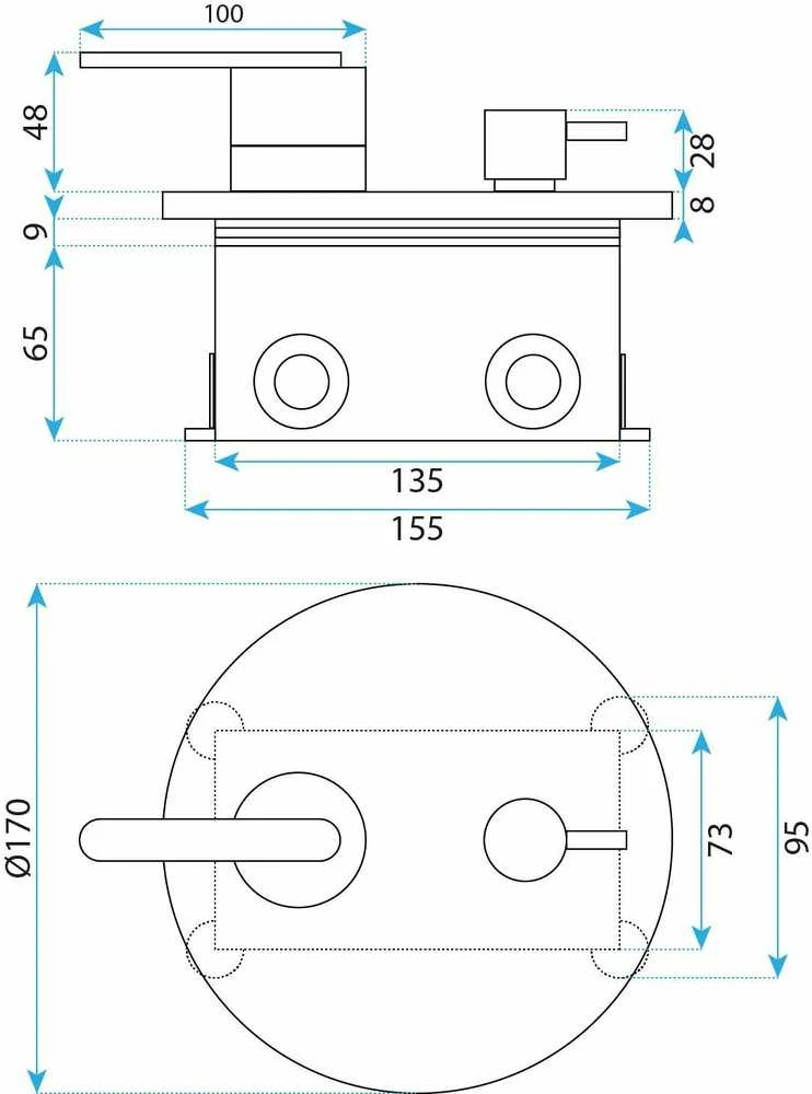 Įleidžiamas dušo komplektas Rea Ontario Nickel + BOX