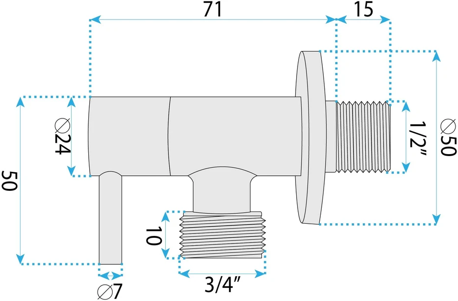 rea Kampinis vožtuvas 1/2" x 3/4" Chrome