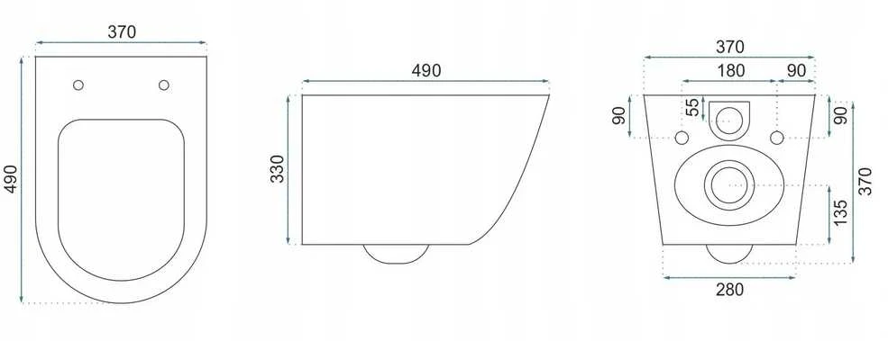 Klozetas pakabinamas Rea CARLO Mini Rimless Duroplast Flat Juodas Gold Edge