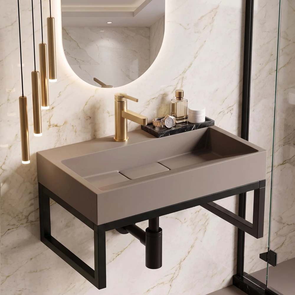 Konglomerato Praustuvas Rea Goya Taupe 60cm + Stovas