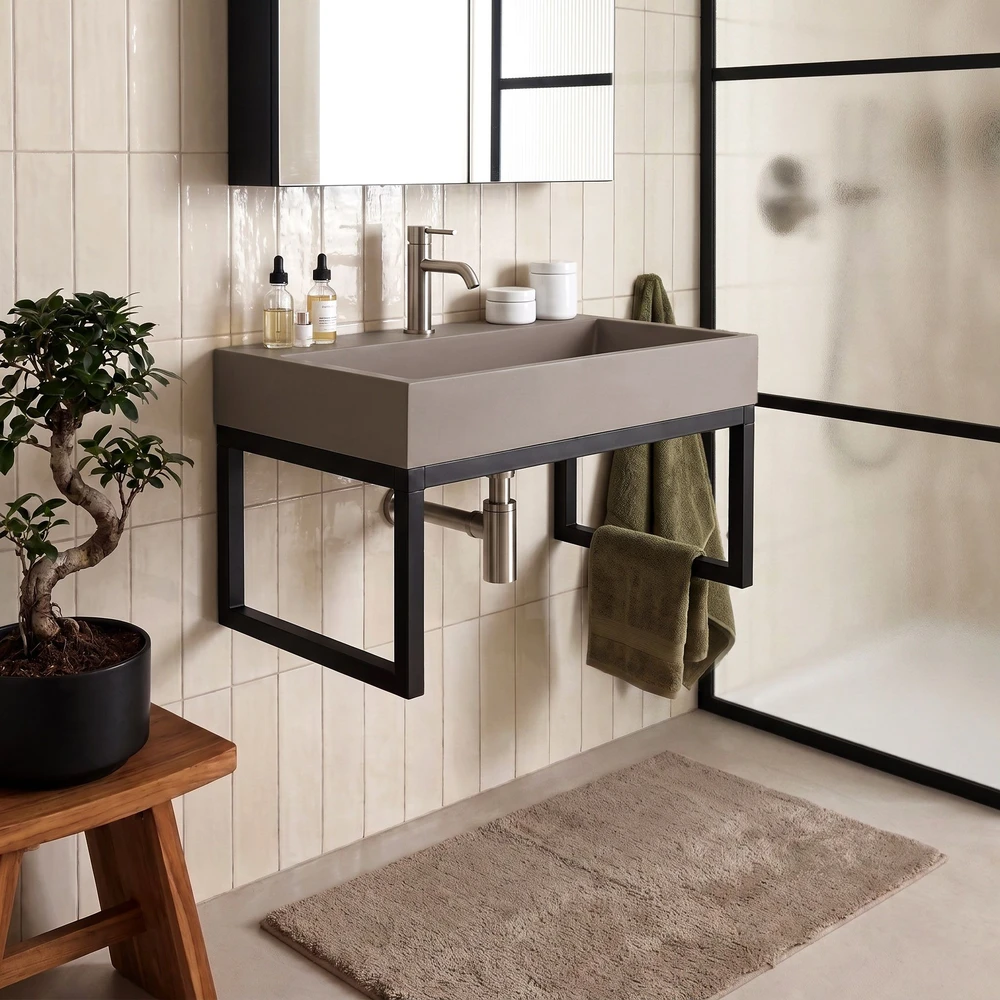 Konglomerato Praustuvas Rea Goya Taupe 60cm + Stovas
