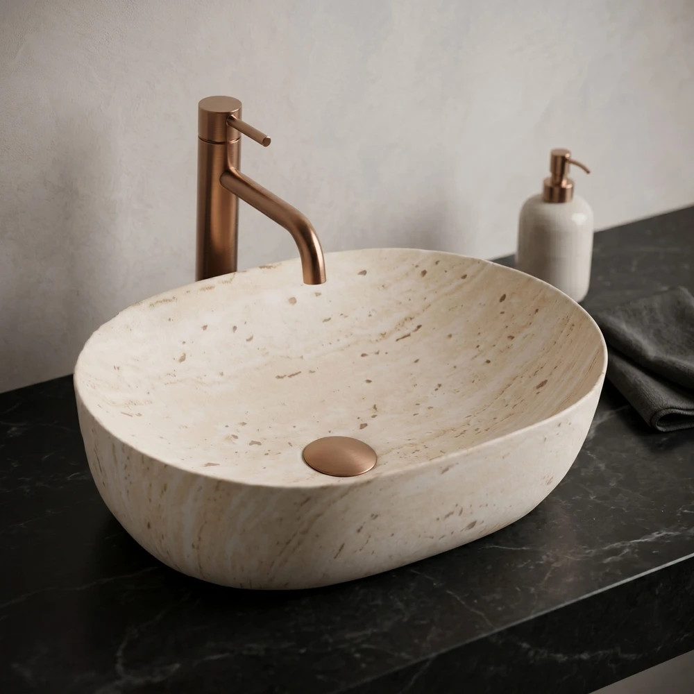 Kriauklė stalviršio Rea Amelia Travertine Classic 48