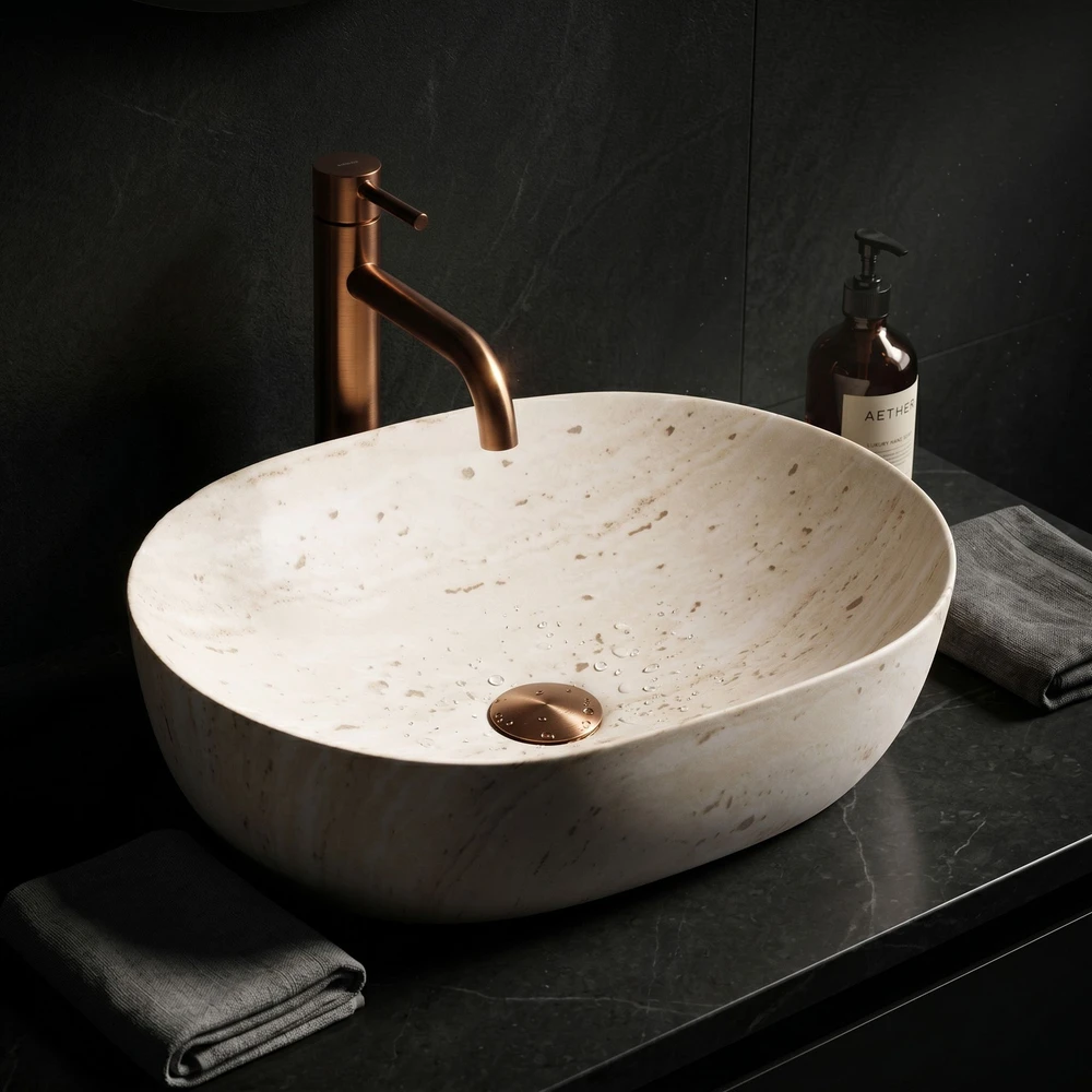 Kriauklė stalviršio Rea Amelia Travertine Classic 48