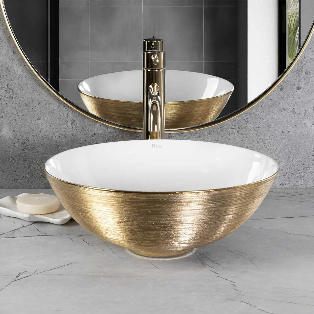 Kriauklė stalviršio REA STELLA Gold / Baltas