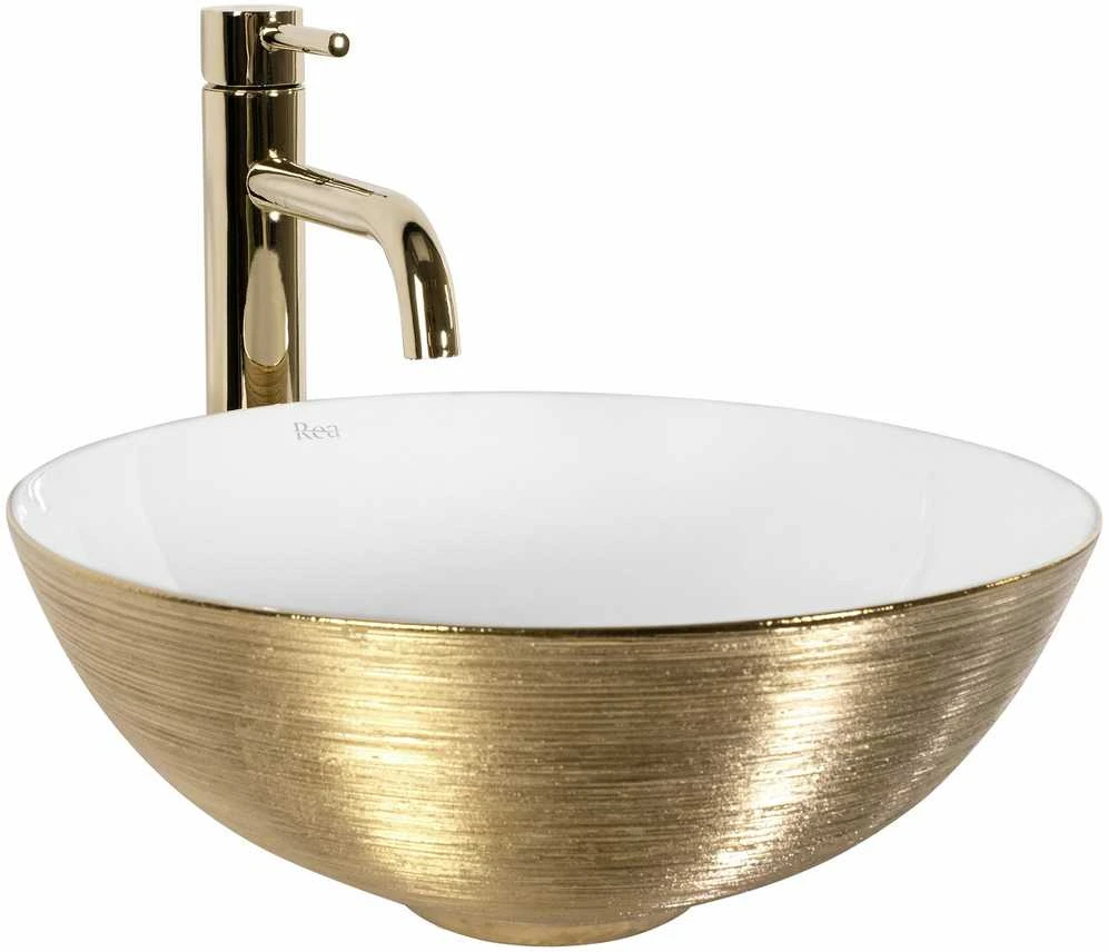 Kriauklė stalviršio REA STELLA Gold / Baltas