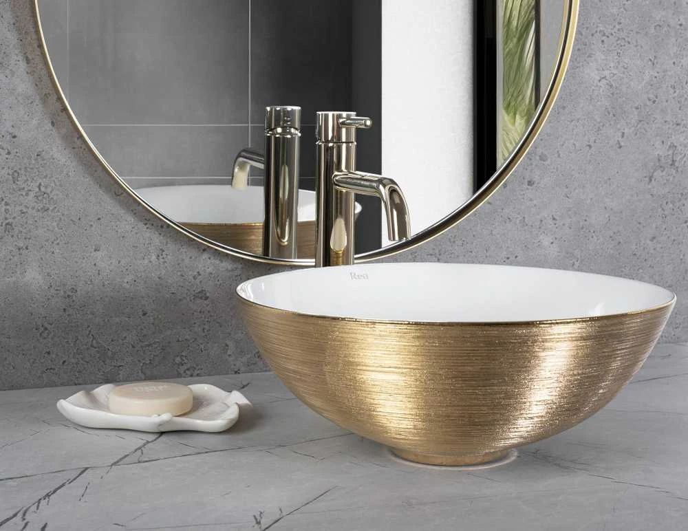 Kriauklė stalviršio REA STELLA Gold / Baltas