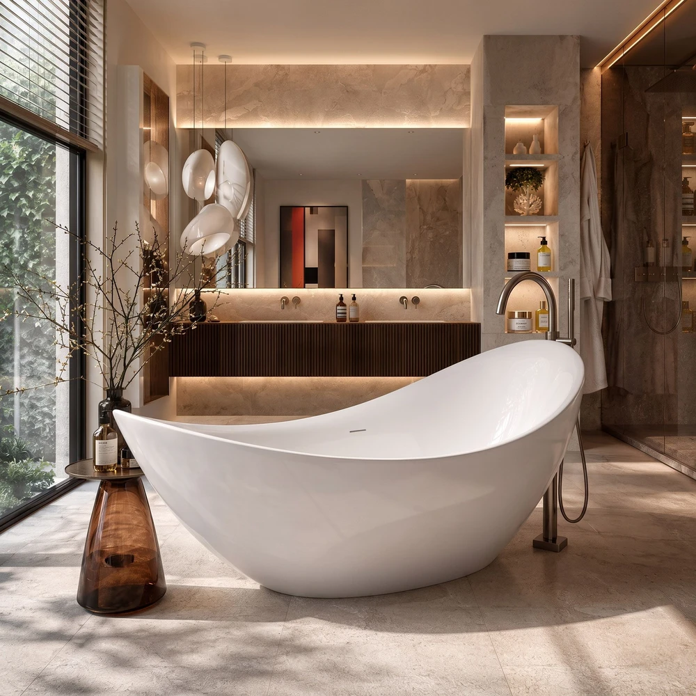 Laisvai Pastatoma Vonia Rea Maris 180 Baltas kamštelio dangtelis