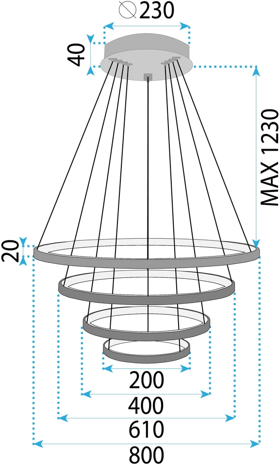 Lubinis šviestuvas Toolight Lampa Wisząca Lhj014-cp4 Juodas
