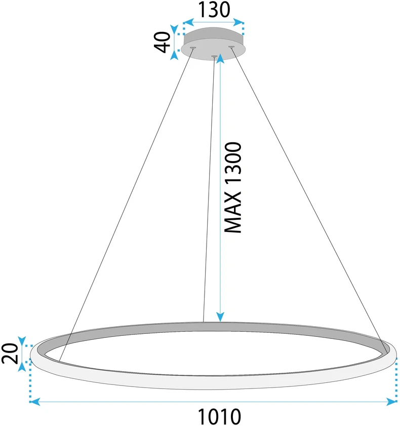 Lubinis šviestuvas Toolight Pakabinama Lempa Lhj003-cp 100 Cm Auksinė