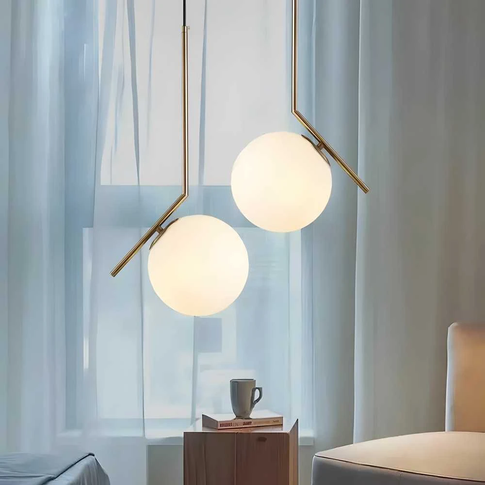 Lubinis šviestuvas Toolight Šviestuvas lubinis stiklo rutulys Baltas/Gold G106-1W Gold Baltas