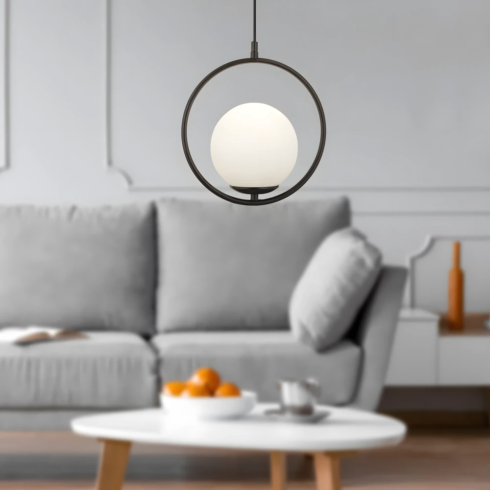 Lubinis šviestuvas Toolight Šviestuvas lubinis stiklo rutulys G110-1W Juodas Baltas