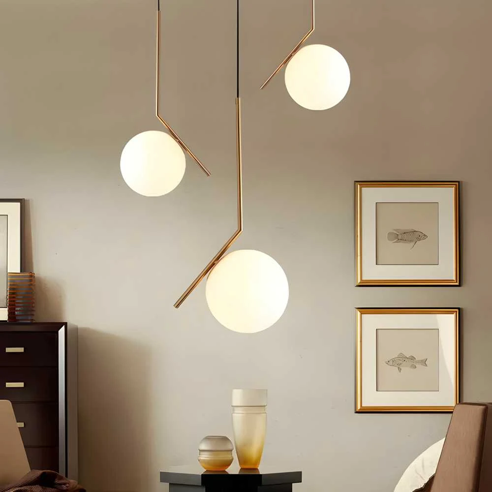 Lubinis šviestuvas Toolight Šviestuvas lubinis stiklo rutulys Baltas/Gold G106-1W Gold Baltas