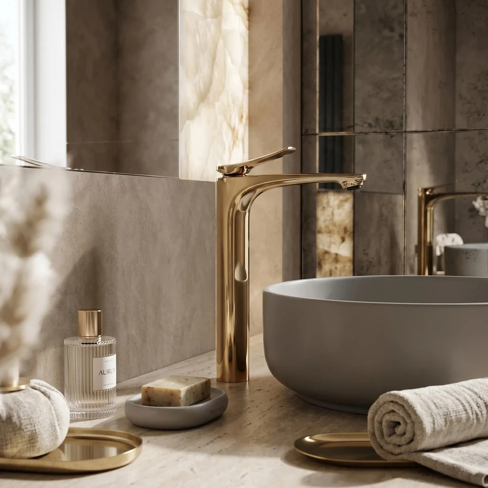 Maišytuvas praustuvui PREMIUM Rea Vision Gold High