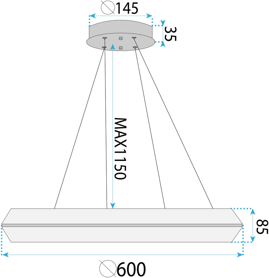 Pakabinamas šviestuvas Toolight LED šviestuvas APP1768-CP GOLD 60cm