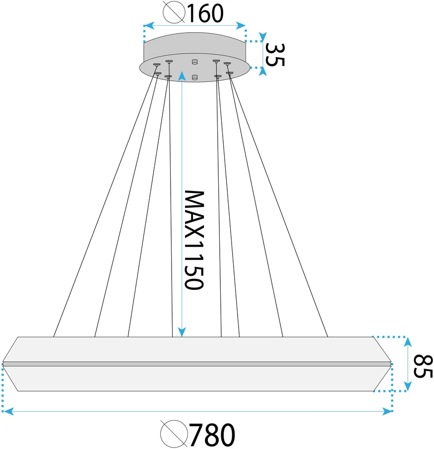 Pakabinamas šviestuvas Toolight LED šviestuvas APP1769-CP 80cm Gold