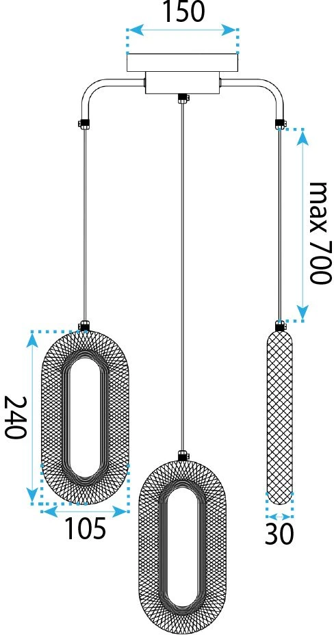 Pakabinamas šviestuvas Toolight PAKABINAMAS LUBINIS LED ŠVIESTUVAS G173-3CP GOLD
