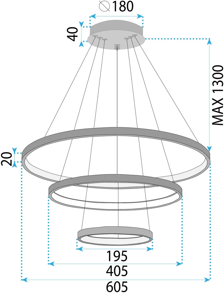 Pakabinamas šviestuvas Toolight šviestuvas LED LHJ013-CP3 Juodas