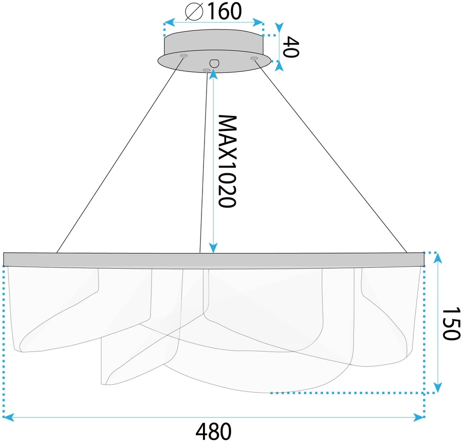 Pakabinamas šviestuvas Toolight Šviestuvas LED G138-CP 50cm Gold