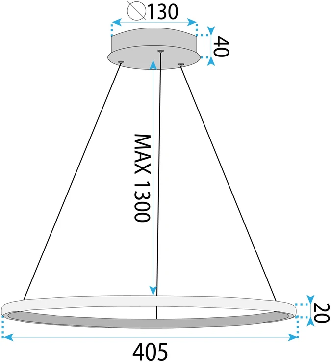 Pakabinamas šviestuvas Toolight šviestuvas LED LHJ011-CP 40cm Juodas