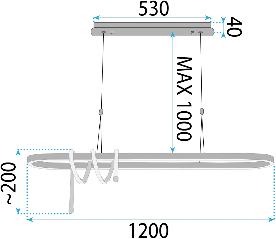 Pakabinamas šviestuvas Toolight šviestuvas LED LHJ040-CP 120 cm Juodas