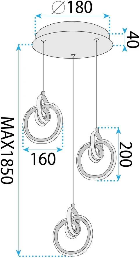 Pakabinamas šviestuvas Toolight šviestuvas LED LHJ093-3CP GOLD