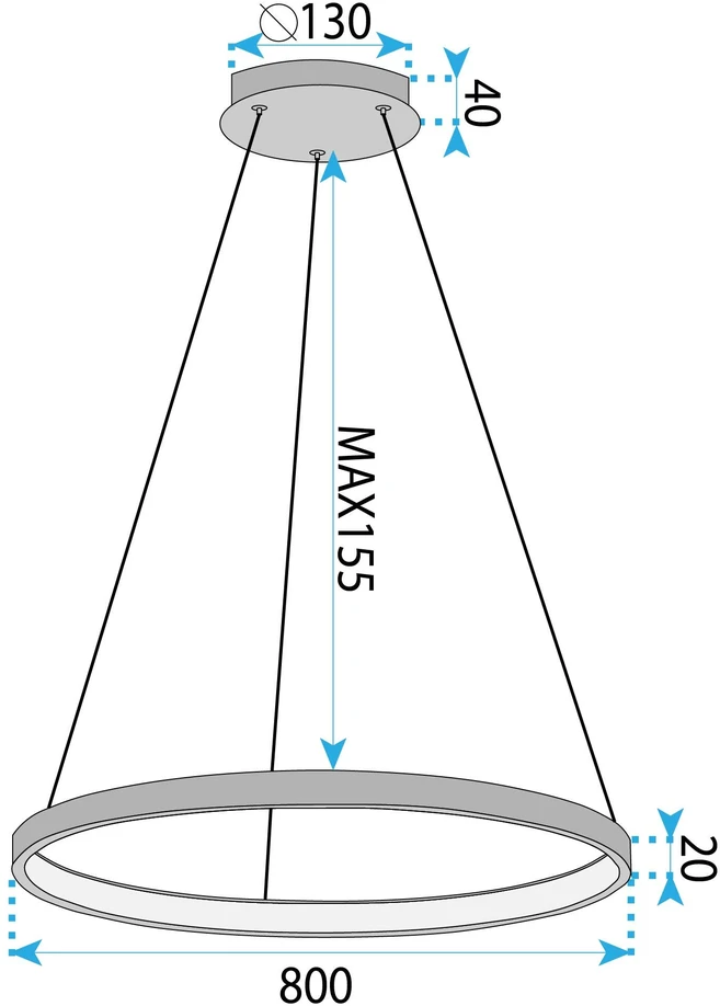 Pakabinamas šviestuvas Toolight šviestuvas LED LHJ012-CP 80cm Juodas