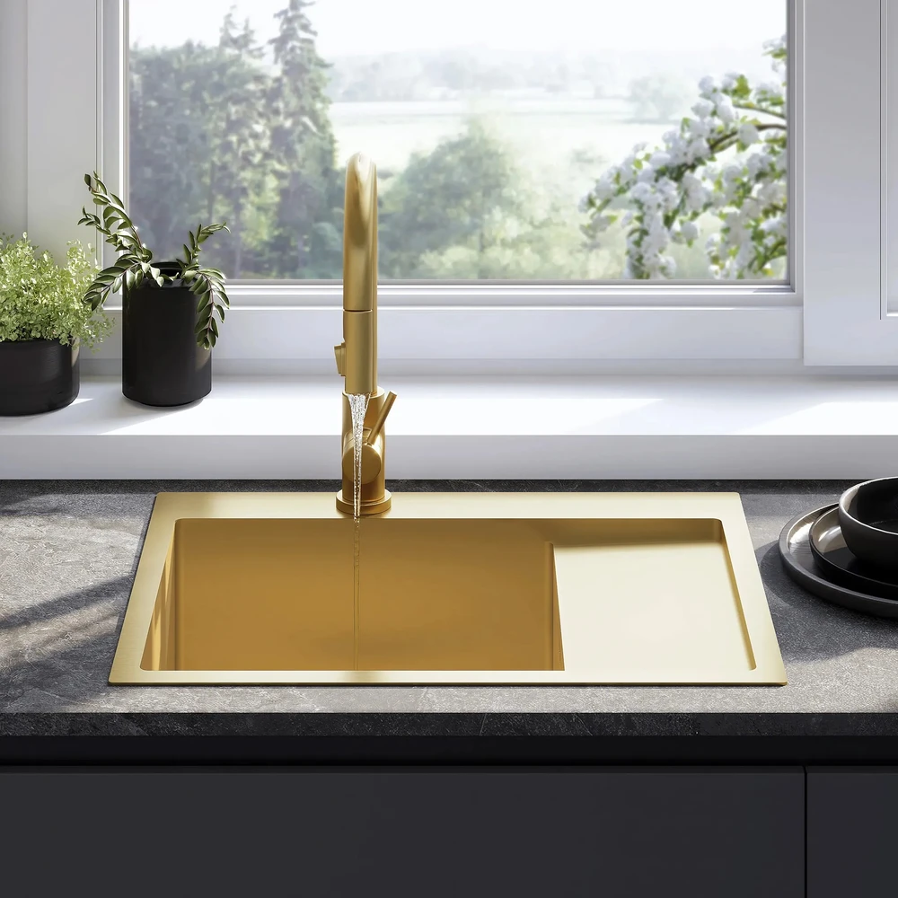 rea Plieninė kriauklė Fin BRUSH GOLD