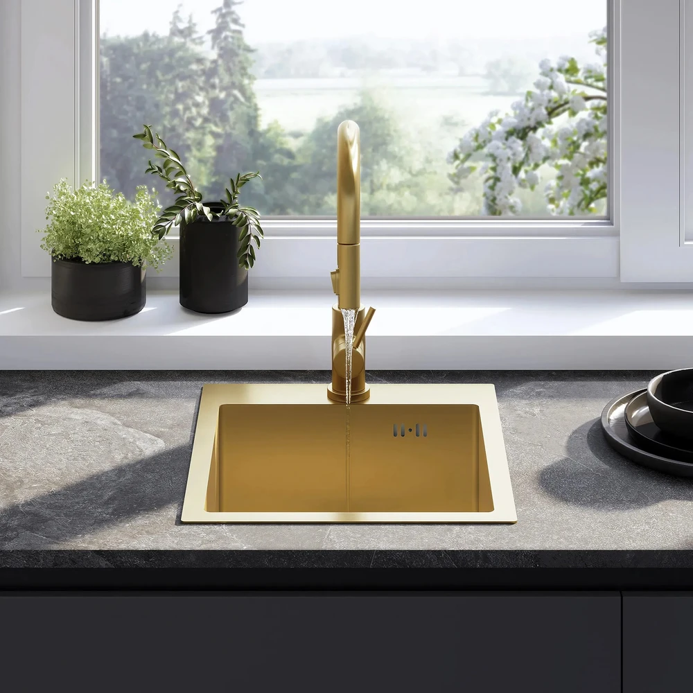 rea Plieninė kriauklė Leo 40 BRUSH GOLD