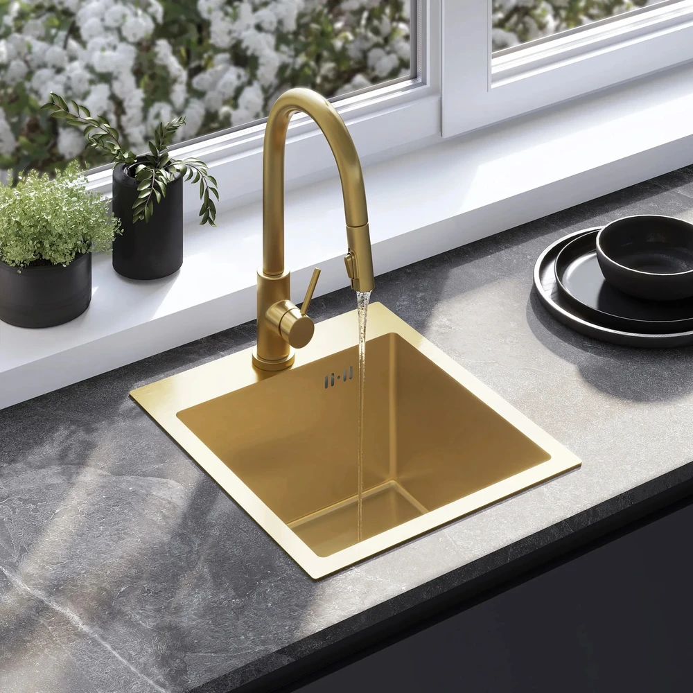 rea Plieninė kriauklė Leo 40 BRUSH GOLD
