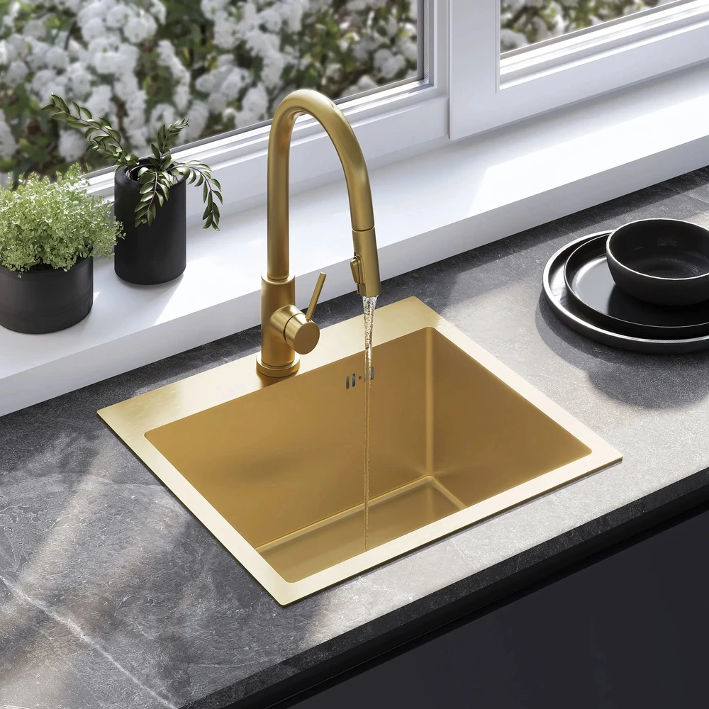 rea Plieninė kriauklė Leo 50 BRUSH GOLD
