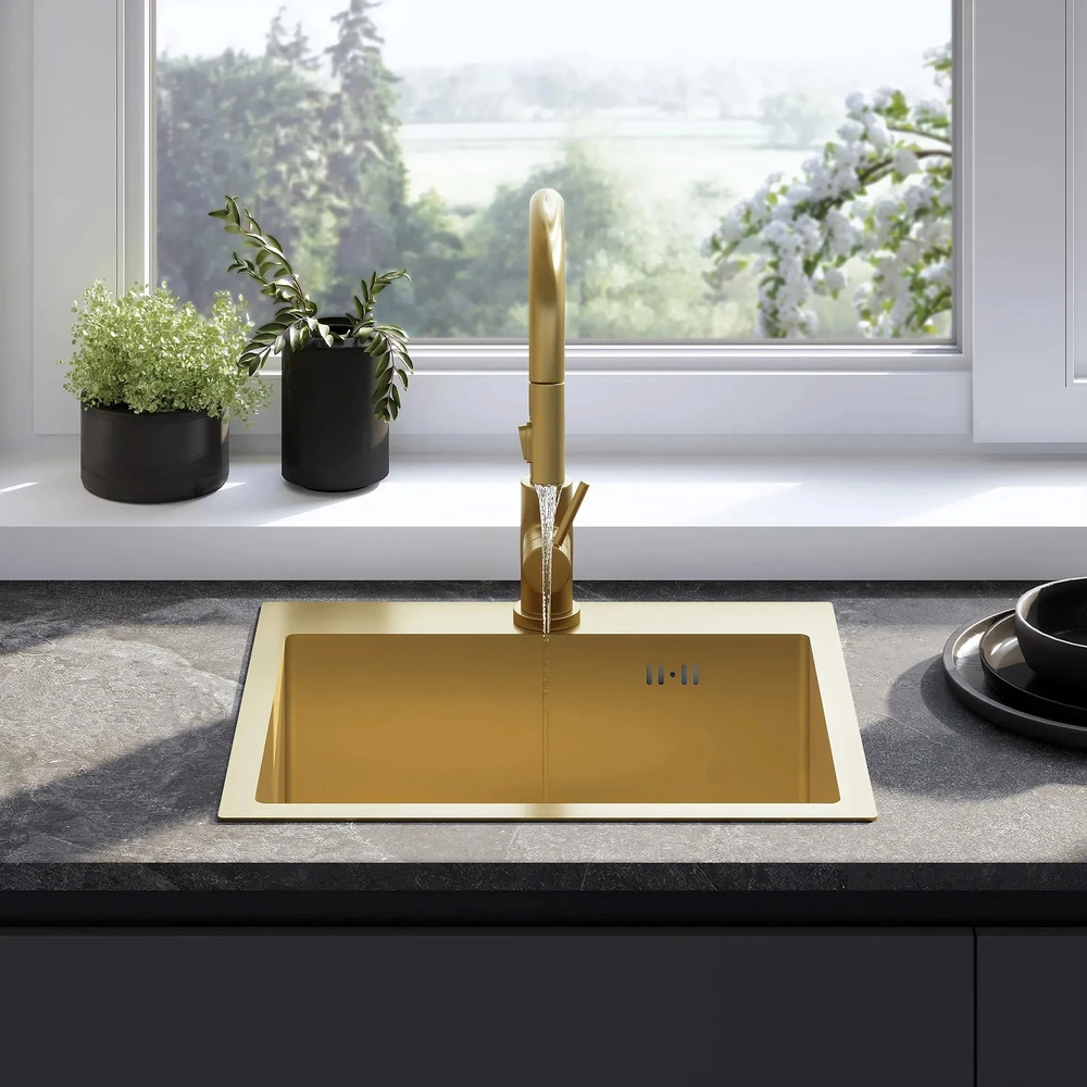 rea Plieninė kriauklė Leo 50 BRUSH GOLD