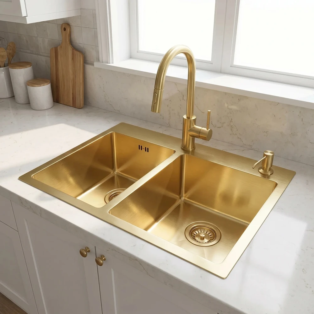 rea Plieninė kriauklė Toby BRUSH GOLD