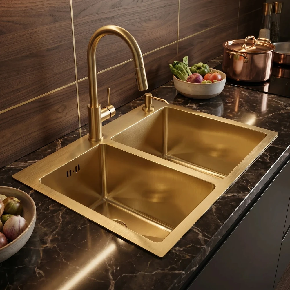 rea Plieninė kriauklė Toby BRUSH GOLD
