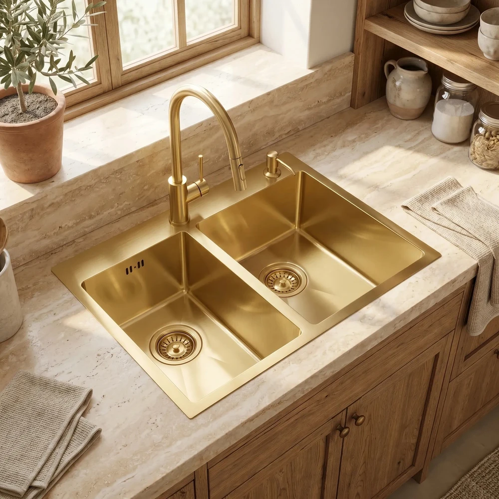 rea Plieninė kriauklė Toby BRUSH GOLD