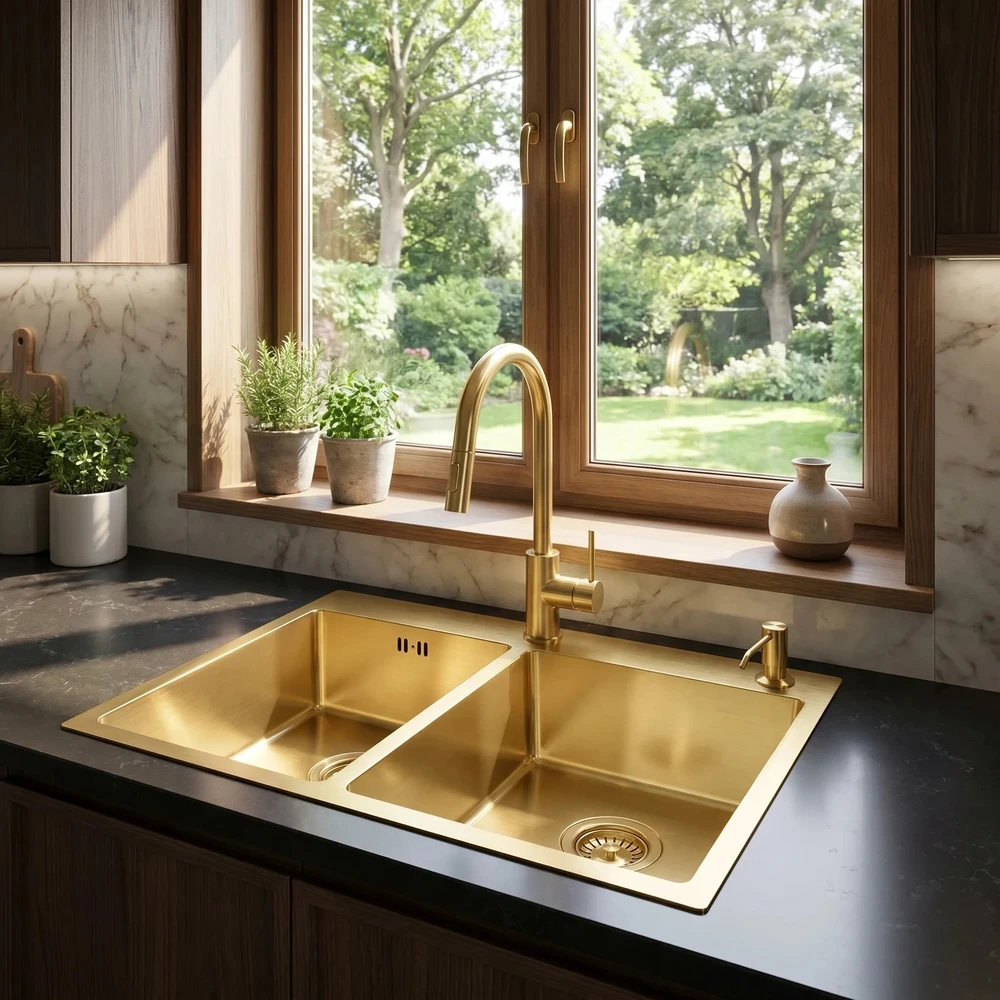 rea Plieninė kriauklė Toby BRUSH GOLD