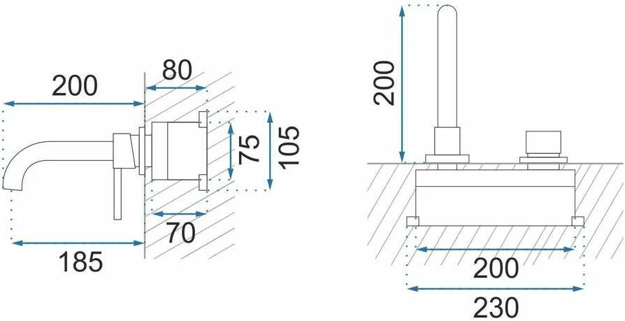 Potinkinis praustuvo maišytuvas Rea Lungo Long Copper + BOX