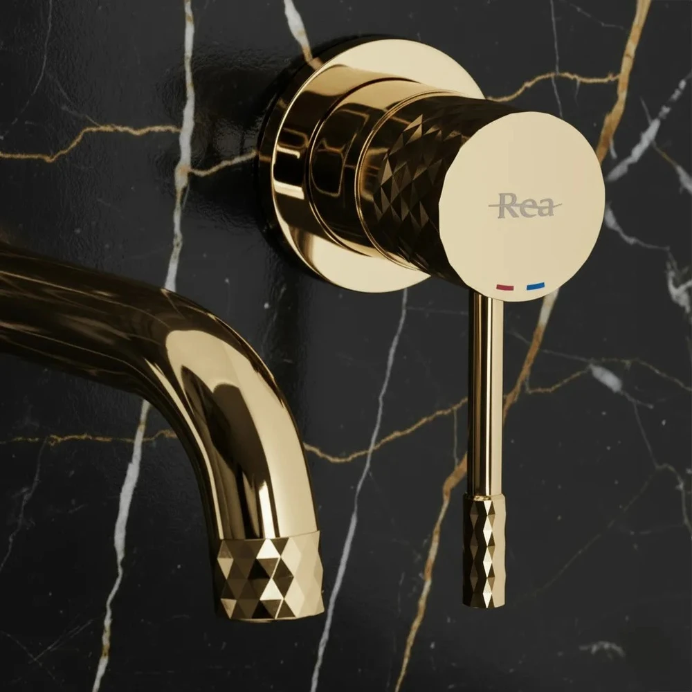 Potinkinis praustuvo maišytuvas Rea Rose Lungo Diamond Gold + BOX