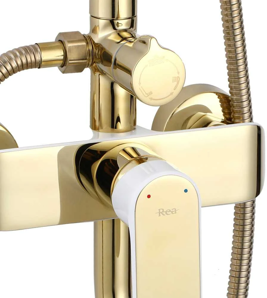 Dušo komplektas REA Bloom Baltas Gold, REA-P9529