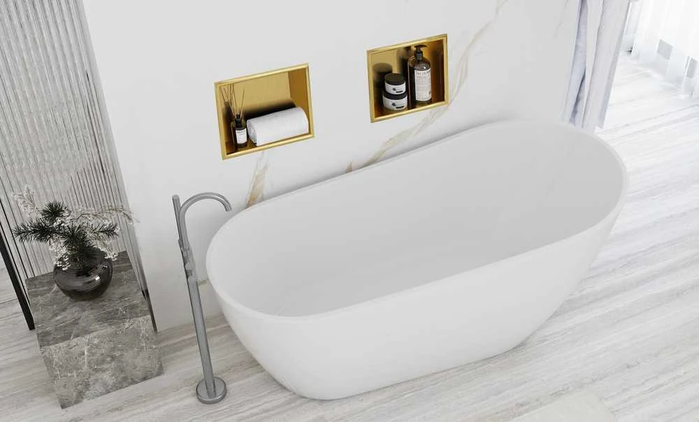 rea bathroom shelf 30x30 auksinis brush