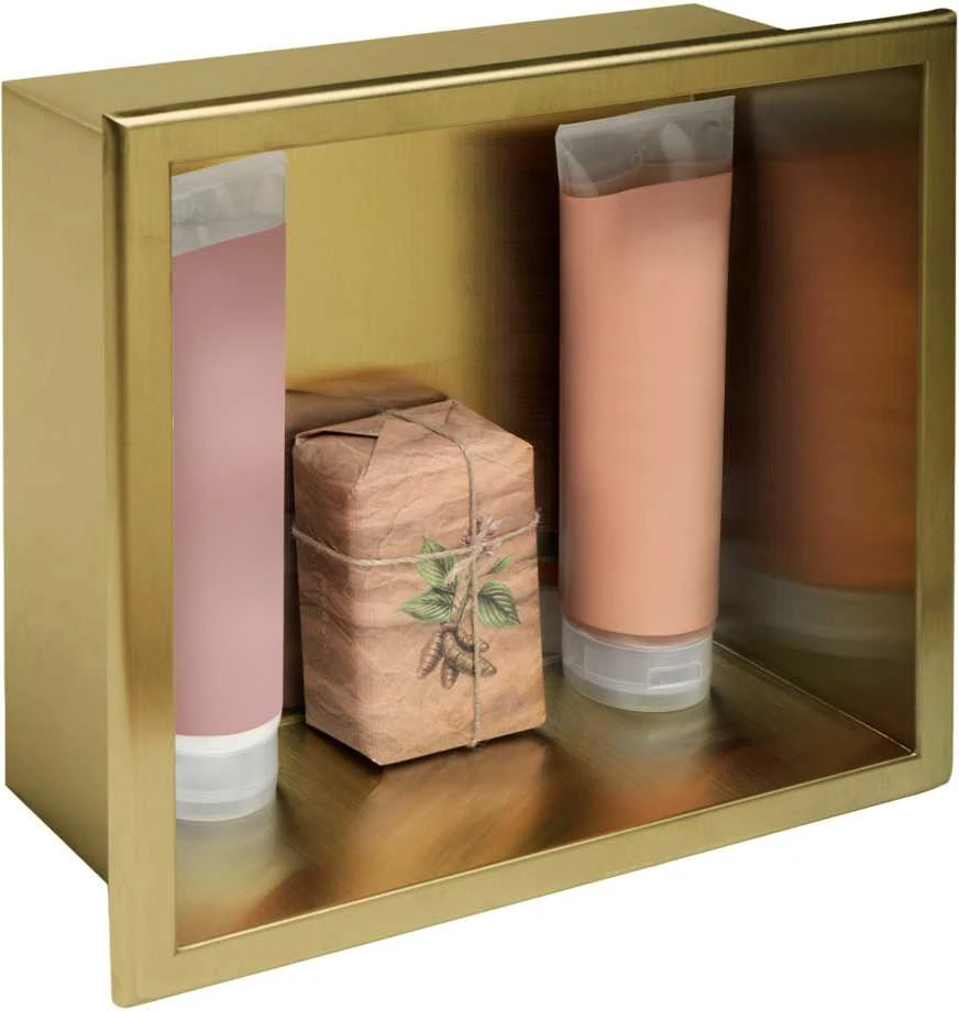 rea bathroom shelf 30x30 auksinis brush