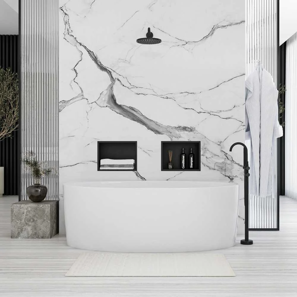 rea bathroom shelf 30x30 matte juodas