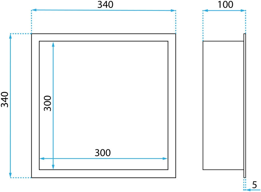 rea bathroom shelf 30x30 matte juodas