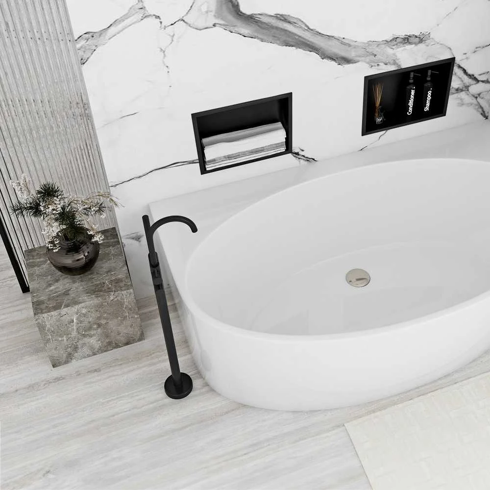 rea bathroom shelf 30x30 matte juodas