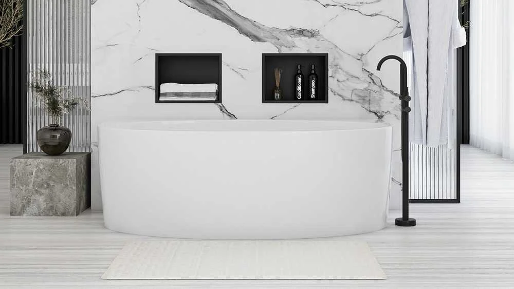 rea bathroom shelf 30x30 matte juodas