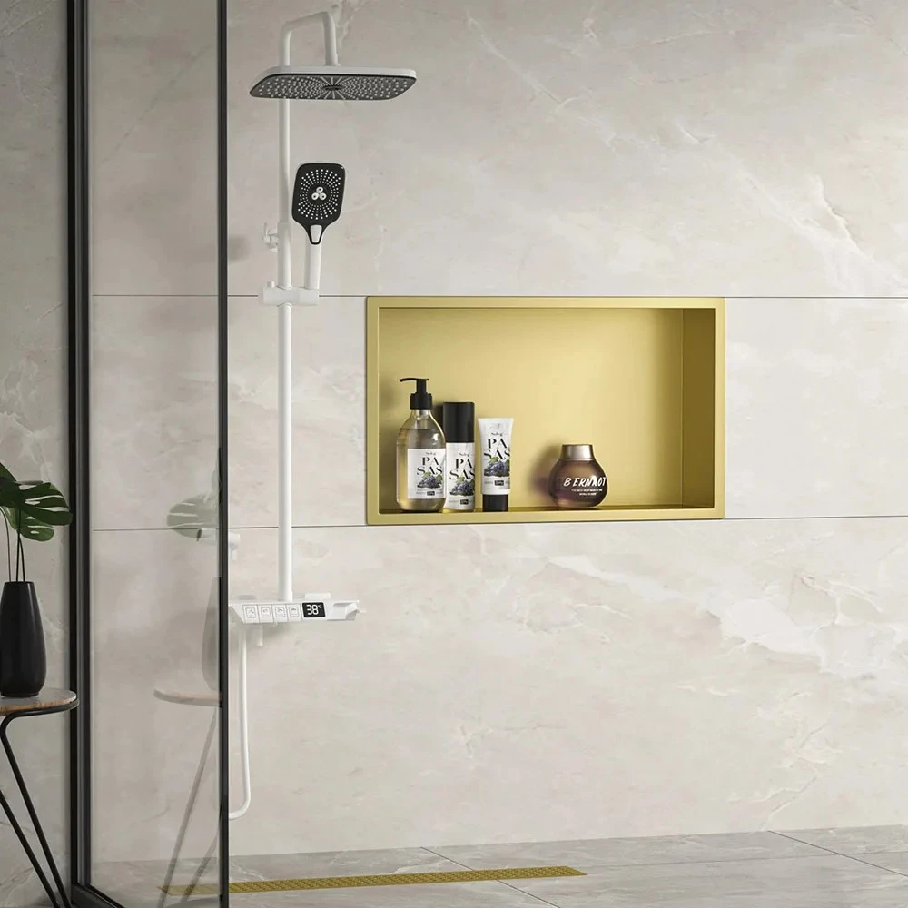 rea Bathroom Shelf 30x45 Gold